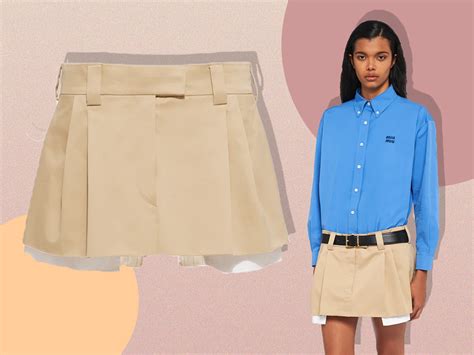 miu miu tan skirt|mini miu skirts.